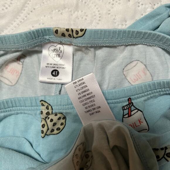 Lovey & Grink Milk and Cookies Modal Two Piece PJ Set Size 4T - Picture 7 of 8